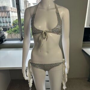 Silver Glitter Bikini Set